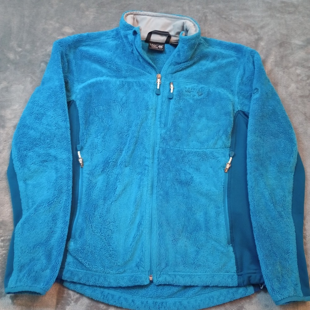 Mountain Hardwear Jacket Womens Sz Medium Full Zip Fuzzy Teddy Fleece Blue